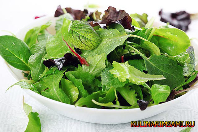 Салат с зелеными листьями